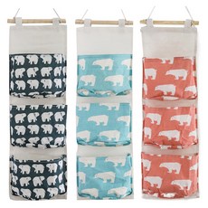 TOCTOC Fancy Goods 北歐風格壁掛式儲物袋 3 種, SET1（海軍熊、藍熊、粉紅熊）