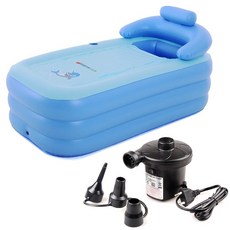 Intime 攜帶式移動型半精製浴缸+氣泵, 藍色, 1套