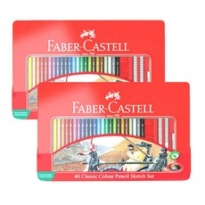 FABER-CASTELL 輝柏 色鉛筆 48色+錫盒 2入, 48 種顏色
