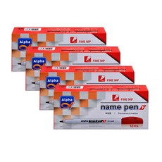 ALPHA 簽字筆 12入, 紅色, 4盒