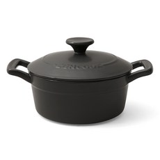 ZEN COOK 雙耳陶瓷湯鍋+鍋蓋 M號 黑色, 18.5cm, 1個