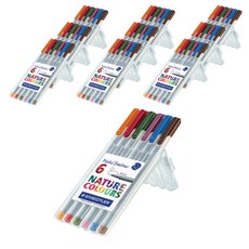 STAEDTLER Triplus 334系列3角舒寫細字筆 CS2立式盒 6色組合, 混色, 10套
