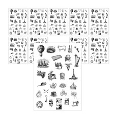 삼육오문방구 오려쓰는 데코스티커, 흑백선화, 10개입