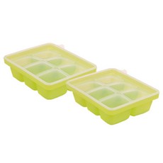 BABY&I 矽膠孩童副食品分裝盒 6格 2入, 綠色