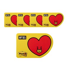 쓰리엠 포스트잇 강한점착용 모양노트 654 BT21, 타타, 5개