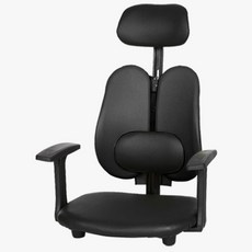 청심의자 휴먼좌식의자 팔걸이 요추헤더형 인조가죽 H07, 블랙