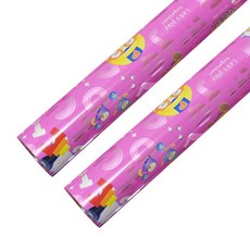 솔로몬샵 뽀로로 비닐롤포장지 대 18m, 핑크, 2개입