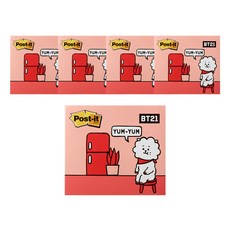 포스트잇 강한점착용 커버노트 BT21, RJ, 5개입