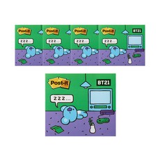 포스트잇 강한점착용 커버노트 BT21, KOYA, 5개입