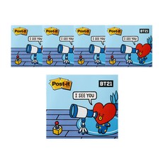 포스트잇 강한점착용 커버노트 BT21, TATA, 5개