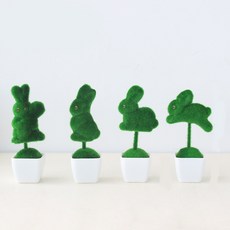 인터팝 심플 잔디 인테리어조화 화분 래빗, 1세트