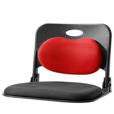 체어포커스 폴더백 하트요추 블랙바디 메쉬원단 좌식의자, 투톤레드