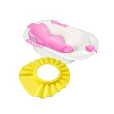 아가드 베이비 칼라욕조 핑크 + 베이비버블 샴푸캡 노랑, 혼합 색상