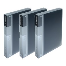 ECO Chungwoon PP透明文件夾 60p 金屬裝飾 A4, 黑色, 3個