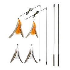 CHANNELPET Karma Cat Toy Swoosh 釣魚竿經典款, 橙色+白色, 2件