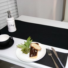 NASANDECO 帆布純棉桌旗, 黑色, 邊桌用(120 x 30 cm)