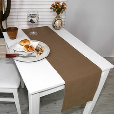 NASANDECO 帆布純棉桌旗, 棕色, 6人用(220 x 30 cm)