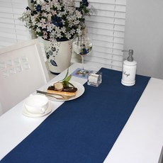 NASANDECO 帆布純棉桌旗, 海軍藍, 6人用(220 x 30 cm)