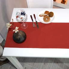 NASANDECO 帆布純棉桌旗, 紅橙色, 6人用(220 x 30 cm)