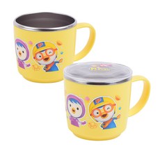 LILFANT Pororo 防滑蓋+不鏽鋼杯 2入, 混色, 1組