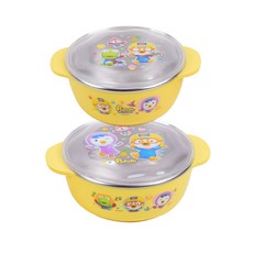 LILFANT Pororo印花透明蓋防滑不鏽鋼碗, 混色, 1組