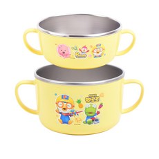 LILFANT Pororo雙把手不鏽鋼碗 S號+L號, 混色, 1組