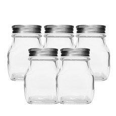 方形玻璃瓶 250 金屬銀色蓋, 250ml, 5個