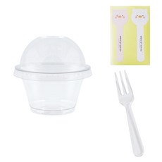 봄91 210ml 돔형 투명디저트컵 50p + N1901011 2종 복돼지 롤리팝스티커 50p + TY세발 미니포크 50p 랜덤 발송 세트, 1세트