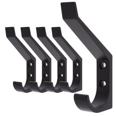 Choice Hardware 雙層掛鉤 壁掛式掛鉤, 黑色, 5入