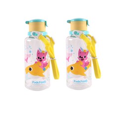 aizoum 碰碰狐吸管背帶水壺 2入, Pink Fong款, 380ml