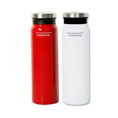PUKO 霧面底部不鏽鋼隨行杯 2入, 紅色, 白色, 750ml