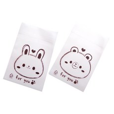 BOM91 韓國產 For You 動物半透明餅乾袋 兔子 200入 + 小熊 200入, 1套, 400入