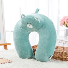 폴레또 큐티 동물 메모리 목쿠션 사무실베개, 그린