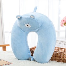 폴레또 큐티 동물 메모리 목쿠션 사무실베개, 라이트블루