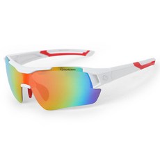 Okllens 偏光太陽眼鏡 運動護目鏡 S30, 白紅鏡框 + 紅色水銀偏光鏡片