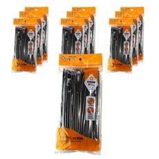 블룸엣홈 블랙 자바라 빨대 개별포장, 50개입, 10개