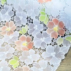 DEKOREA 北歐風格防水塗層蕾絲桌巾 FL-2921, 水彩, 49cm x 5m