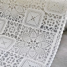 DEKOREA 北歐風格防水塗層蕾絲桌布 加寬版 TR-677, 米色, 500 x 137cm