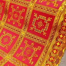 Decoria 北歐風格 防水塗層 蕾絲桌布 FL-2981RED, 紅金色, 寬 49cm x 長 2m