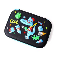 indi.k 棒球選手暴龍硬殼鉛筆盒, 黑色, 1個