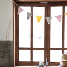 하우밍 빈티지 삼각플래그 가랜드 4p, 혼합 색상