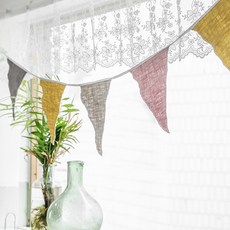 하우밍 빈티지 삼각플래그 가랜드 6p, 혼합 색상