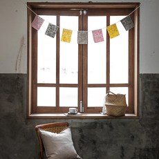 하우밍 빈티지 사각플래그 가랜드 6p, 혼합 색상