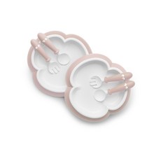 베이비뵨 베이비 식기 + 스푼 + 포크, 파우더 핑크, 2세트