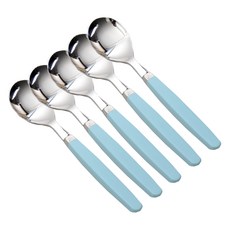 彩色柄兒童湯匙 5入, Skyblue, 1組