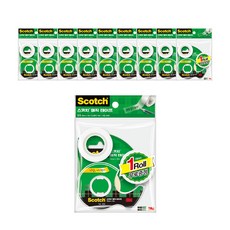 3M Scotch 神奇膠帶 辦公室包裝 膠臺122 + 補充包 18mm x 16m 2入, 混合顏色, 10套
