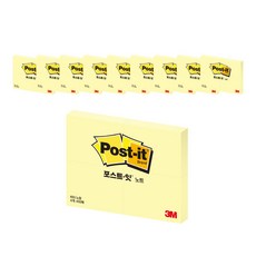 쓰리엠 포스트잇 노트 653 4패드, yellow, 400매, 10개