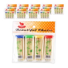 Bloom at home 便攜式竹製牙籤, 4件, 10個