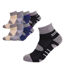 裁判男子運動重型木登山襪 8 腿套組, S03（黑色、藏青色、灰色、米色）