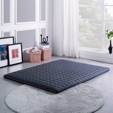 THERIX HOME 聚酯纖維格紋乳膠睡墊套, 炭灰色